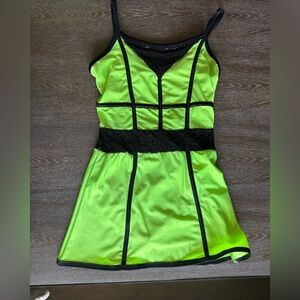 Neon Lime Green & Black Trim Dance Costume